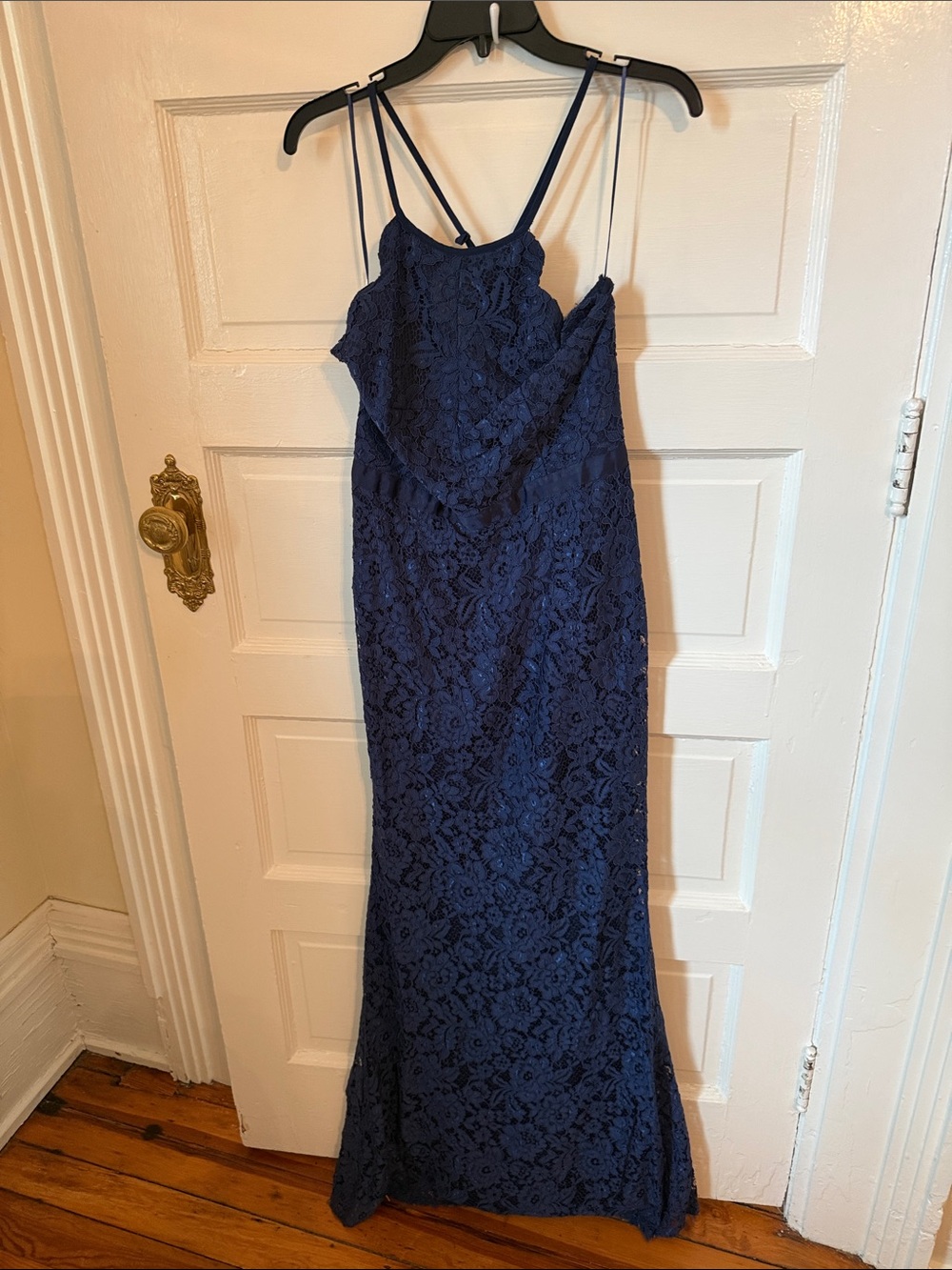 Lulu's Navy Lace Spaghetti-Strap Maxi Dress